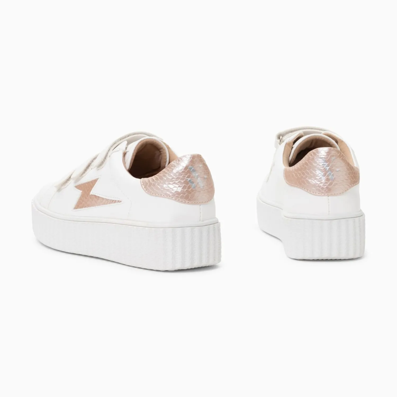 Vanessa Wu Sneakers>Baskets Eclair Eva Blanc Et Rose Gold Serpent A Scratchs