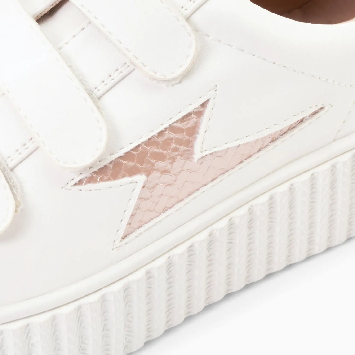 Vanessa Wu Sneakers>Baskets Eclair Eva Blanc Et Rose Gold Serpent A Scratchs