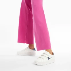 Vanessa Wu Sneakers>Baskets Eclair Eva Blanc Et Bleu Petrole Serpent A Scratchs