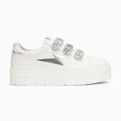 Vanessa Wu Sneakers>Baskets Eclair Eve Blanc Et Argent A Plateforme