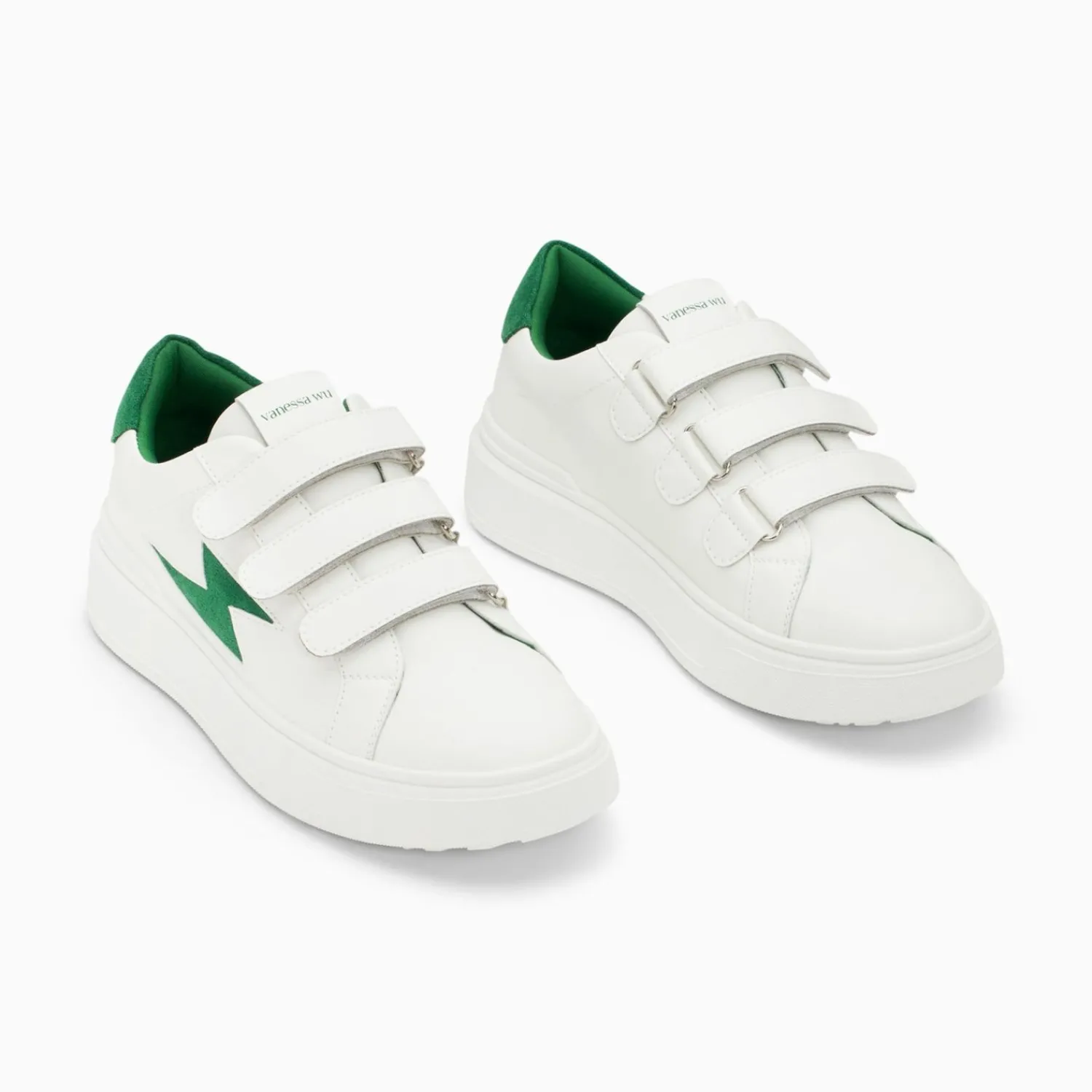 Vanessa Wu Sneakers>Baskets Eclair Fanny Blanc Et Vert A Scratchs