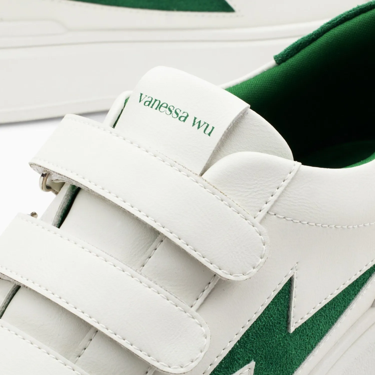 Vanessa Wu Sneakers>Baskets Eclair Fanny Blanc Et Vert A Scratchs
