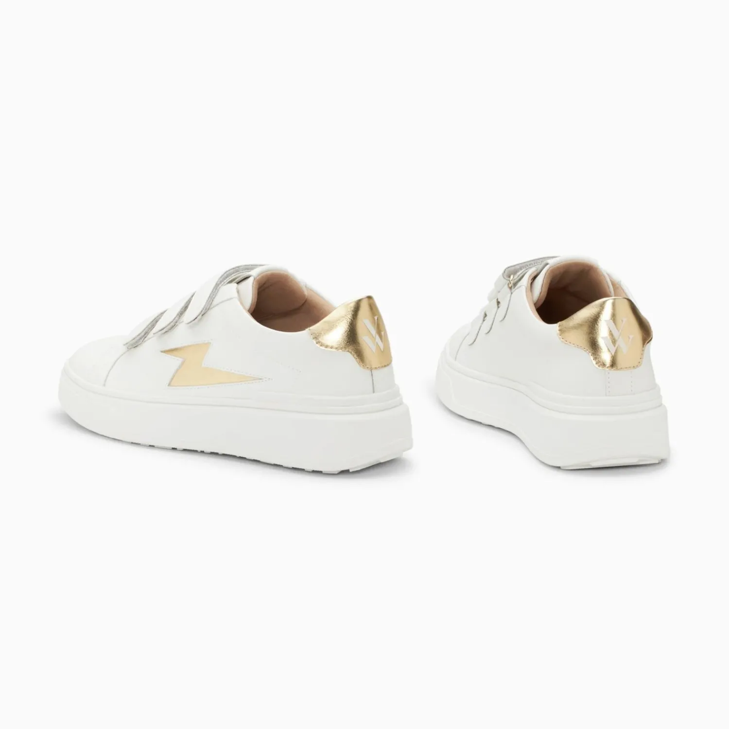 Vanessa Wu Sneakers>Baskets Eclair Fanny Blanc Et Or A Scratchs