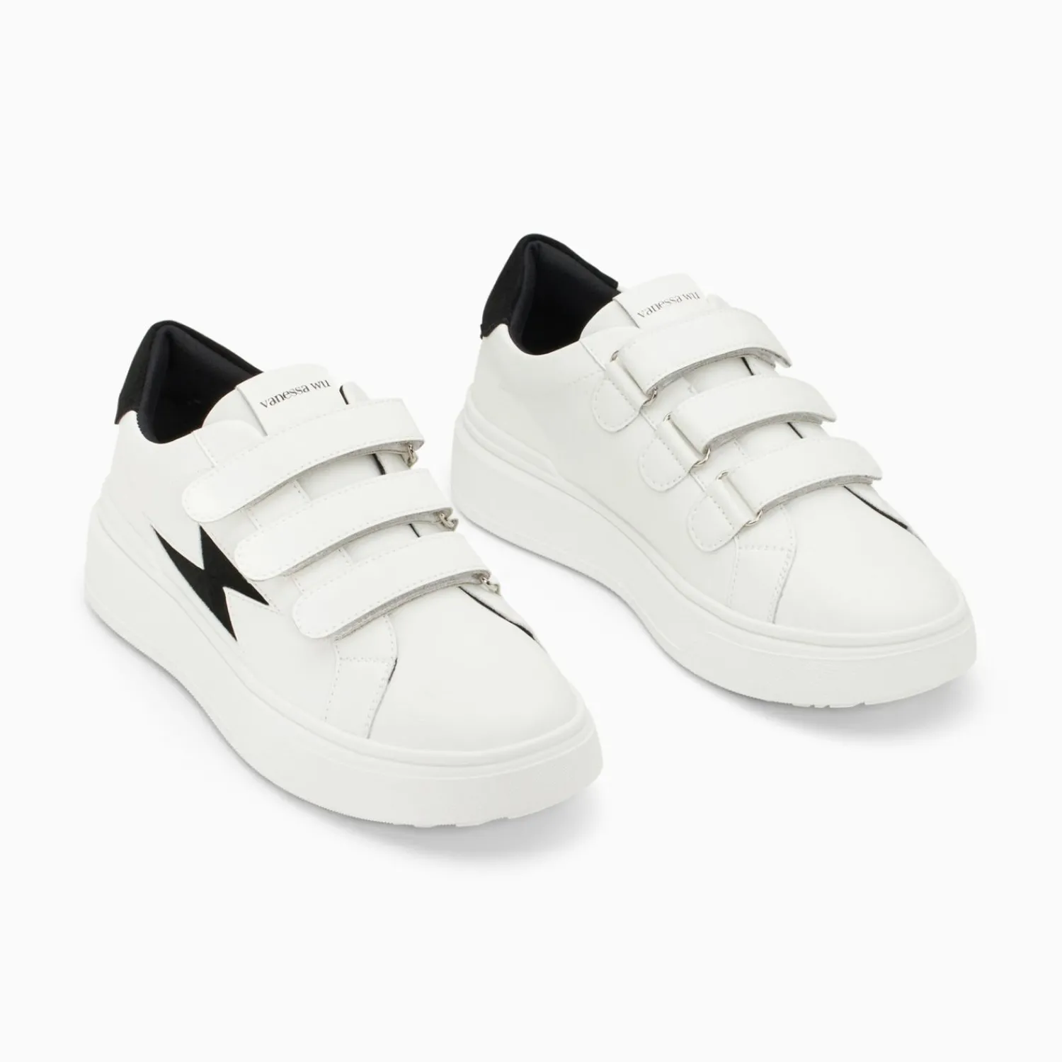 Vanessa Wu Sneakers>Baskets Eclair Fanny Blanc Et Noir A Scratchs
