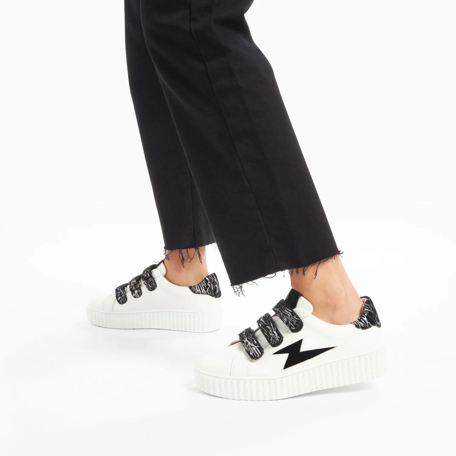 Vanessa Wu Sneakers>Baskets Eclair Ingrid Blanc Et Noir Zebre A Scratchs