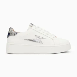 Vanessa Wu Sneakers>Baskets Eclair Joy Blanc Et Argent A Lacets