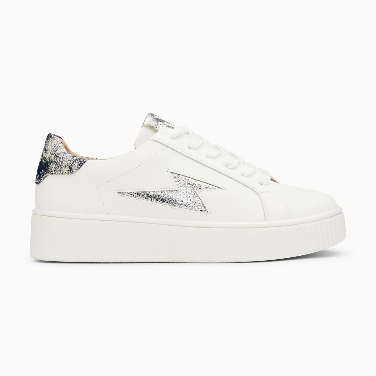 Vanessa Wu Sneakers>Baskets Eclair Joy Blanc Et Argent A Lacets