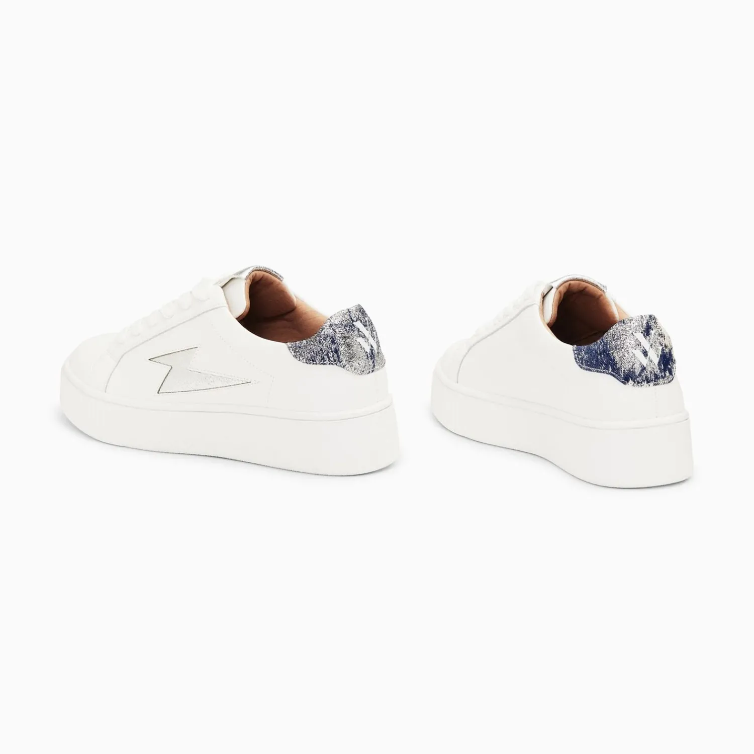 Vanessa Wu Sneakers>Baskets Eclair Joy Blanc Et Argent A Lacets
