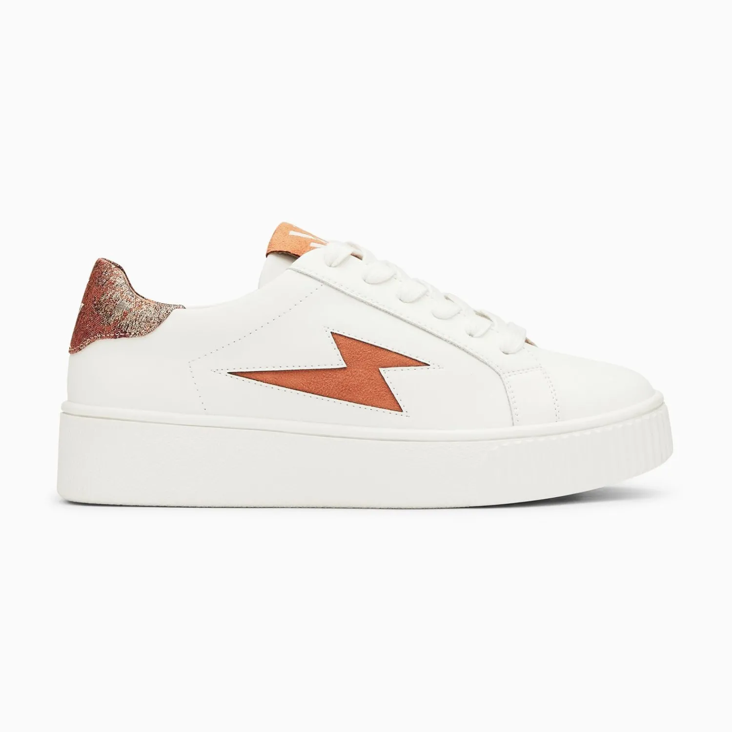 Vanessa Wu Sneakers>Baskets Eclair Joy Blanc Et Ocre A Lacets