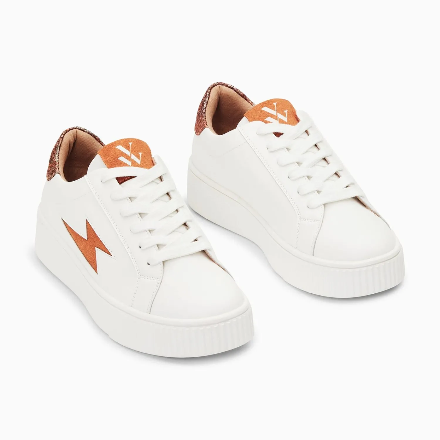Vanessa Wu Sneakers>Baskets Eclair Joy Blanc Et Ocre A Lacets