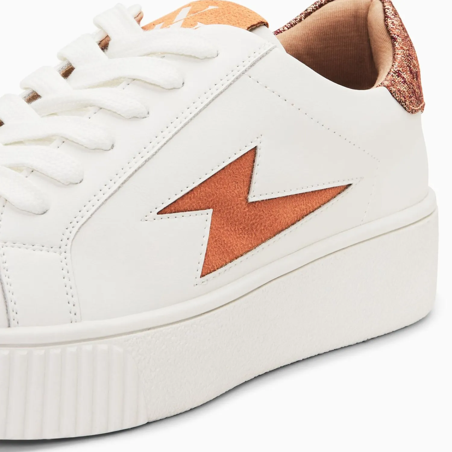 Vanessa Wu Sneakers>Baskets Eclair Joy Blanc Et Ocre A Lacets