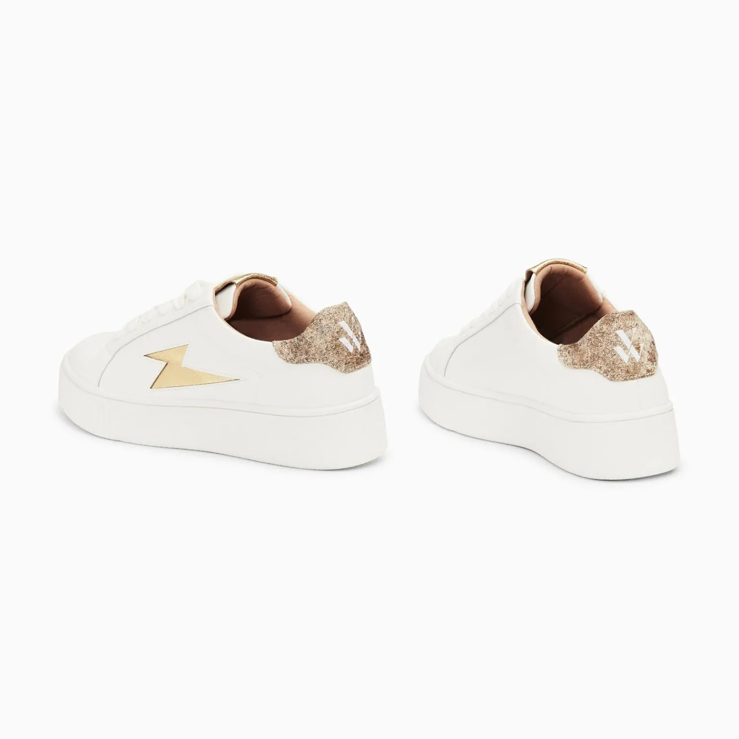 Vanessa Wu Sneakers>Baskets Eclair Joy Blanc Et Or A Lacets