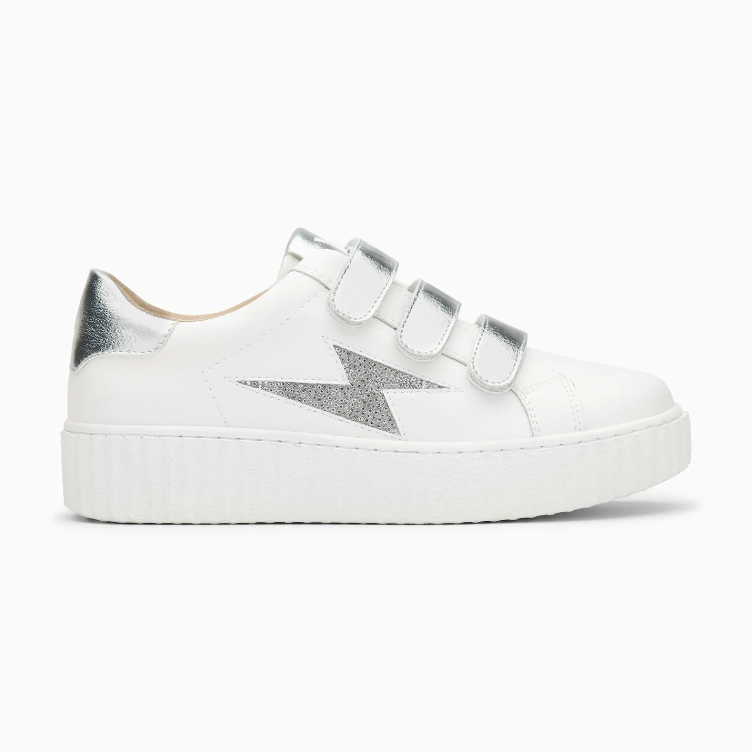 Vanessa Wu Sneakers>Baskets Eclair Kandia Blanc Et Argent A Scratchs