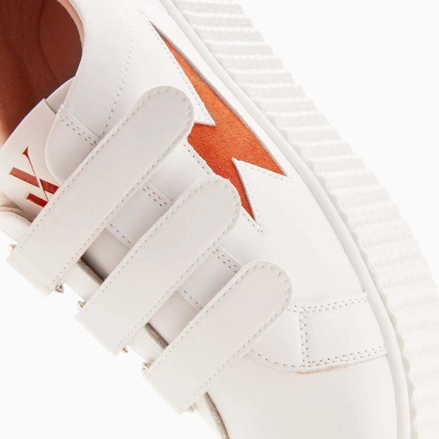 Vanessa Wu Sneakers>Baskets Eclair Kim Blanc Et Orange A Scratchs