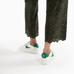 Vanessa Wu Sneakers>Baskets Eclair Kim Blanc Et Vert Fonce A Scratchs