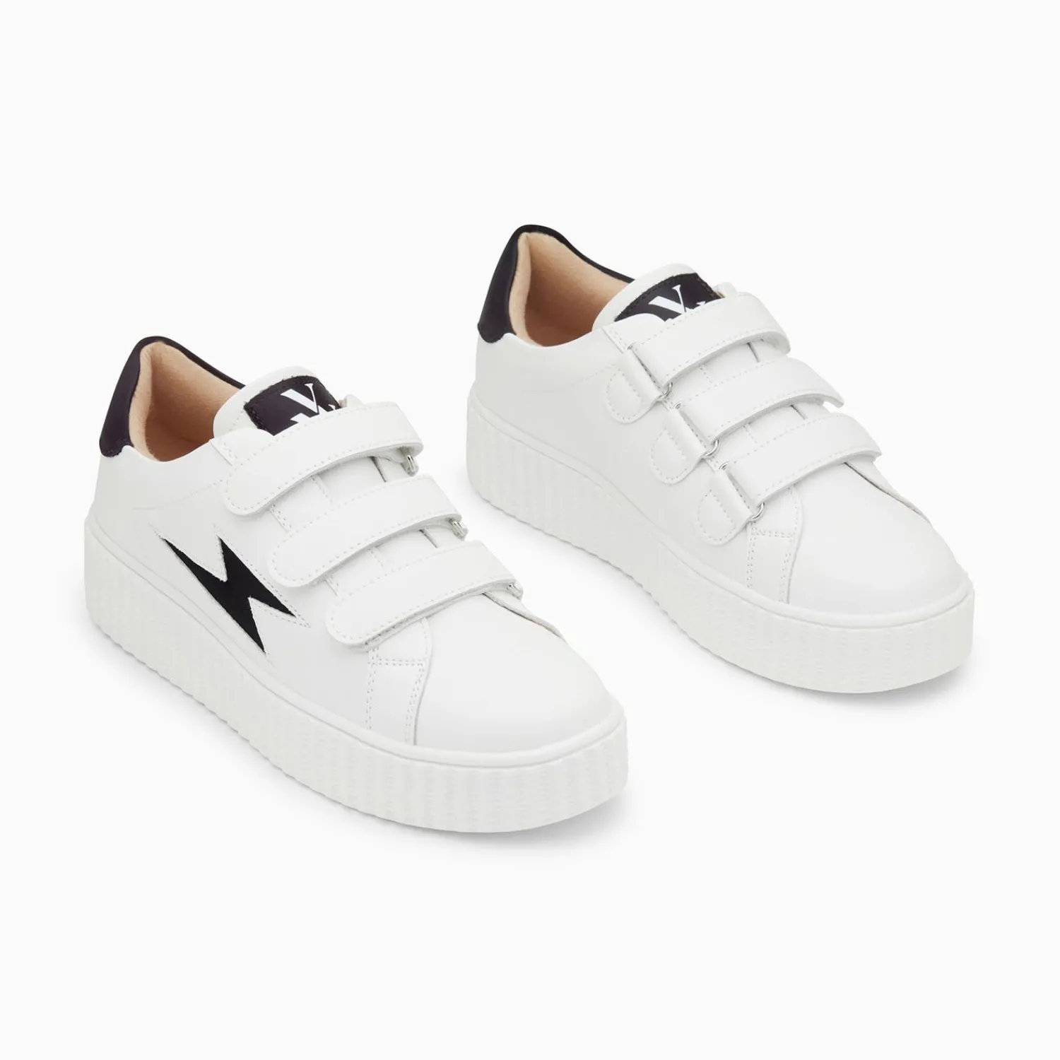 Vanessa Wu Sneakers>Baskets Eclair Larissa Blanc Et Noir Satin A Scratchs