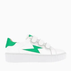 Vanessa Wu Sneakers>Baskets Eclair Larissa Blanches A Details En Satin Vert