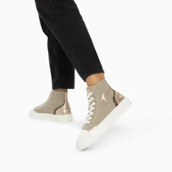 Vanessa Wu Sneakers>Baskets Eclair Laure Montantes Kaki Et Champagne