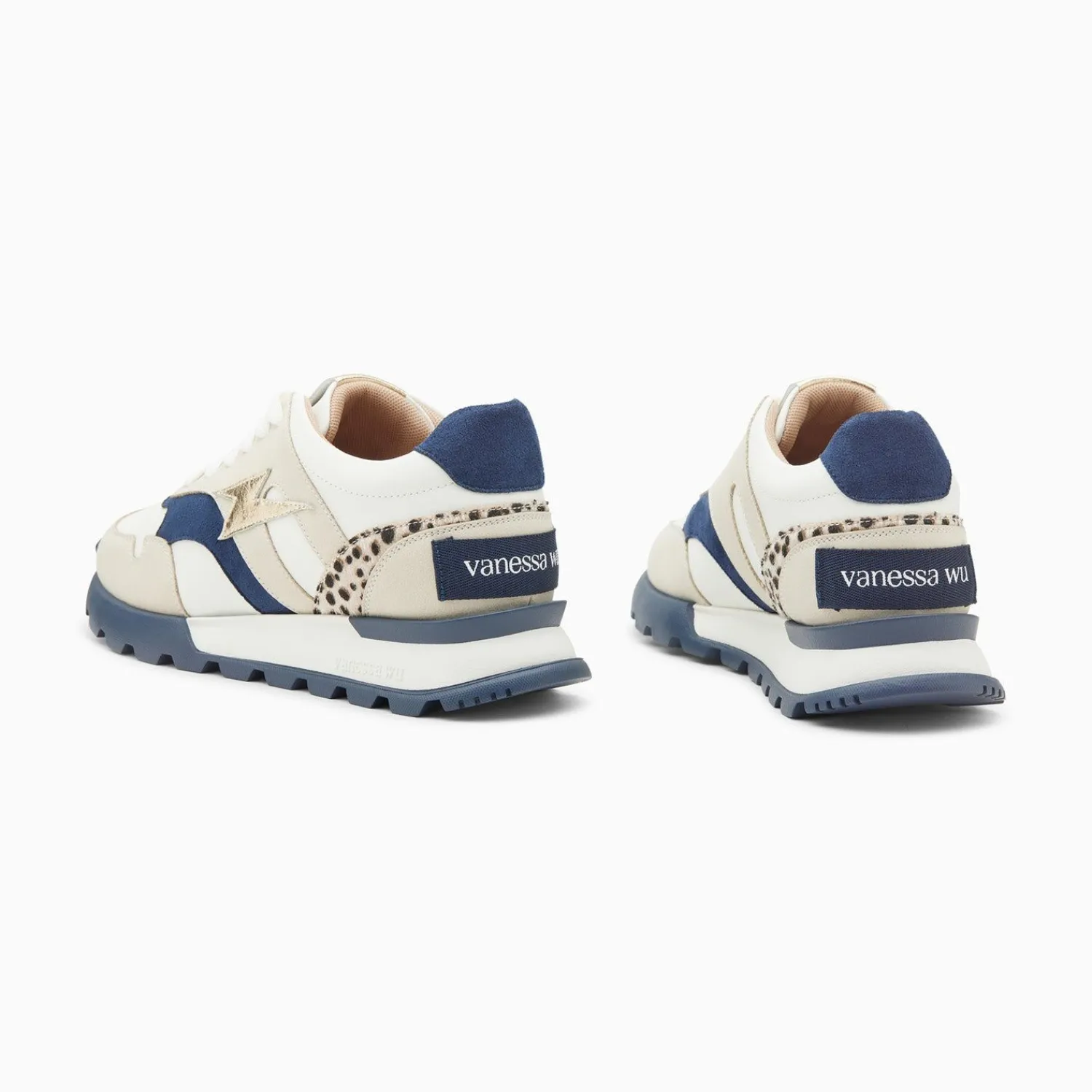 Vanessa Wu Sneakers>Baskets Eclair Liena Bleu Et Or A Semelle Running