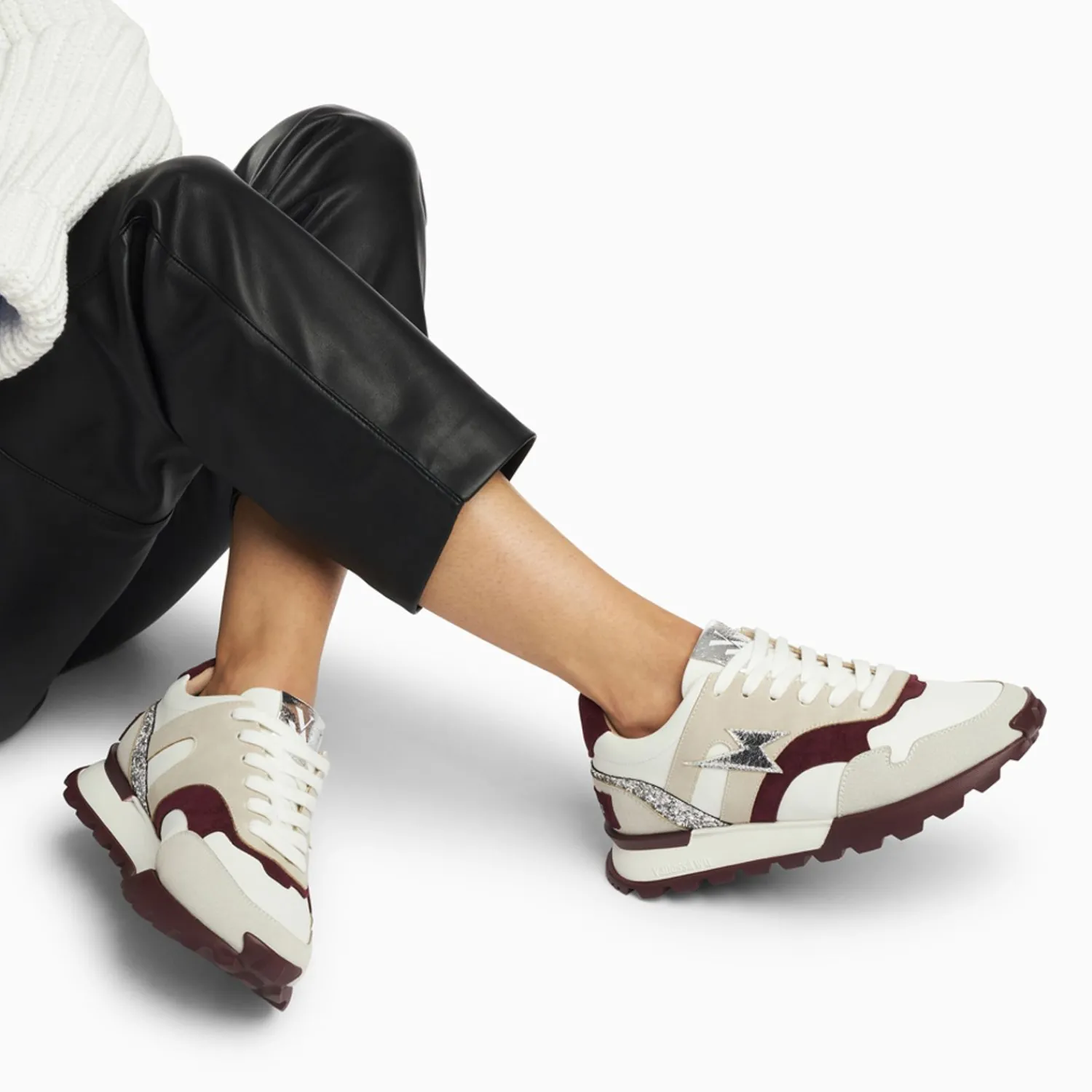 Vanessa Wu Sneakers>Baskets Eclair Liena Pourpre Et Argent A Semelle Running