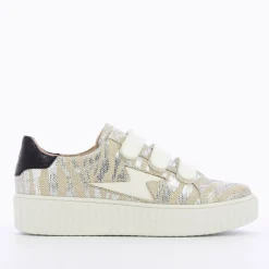 Vanessa Wu Sneakers>Baskets Eclair Lindsey Effet Toile De Jute Beige Et Argent