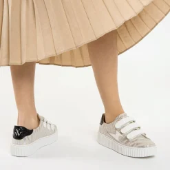 Vanessa Wu Sneakers>Baskets Eclair Lindsey Effet Toile De Jute Beige Et Argent