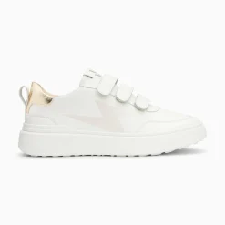 Vanessa Wu Sneakers>Baskets Eclair Lison Blanc Et Or A Scratchs