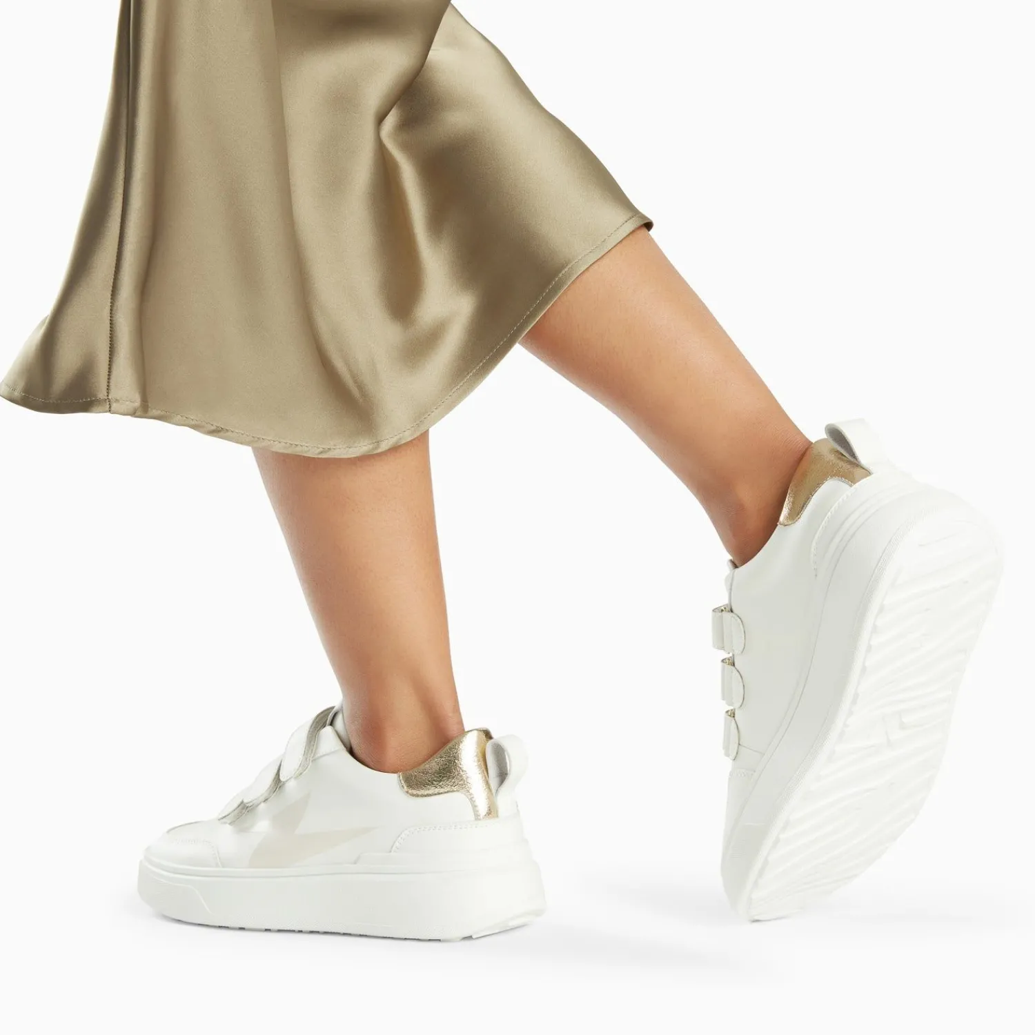 Vanessa Wu Sneakers>Baskets Eclair Lison Blanc Et Or A Scratchs