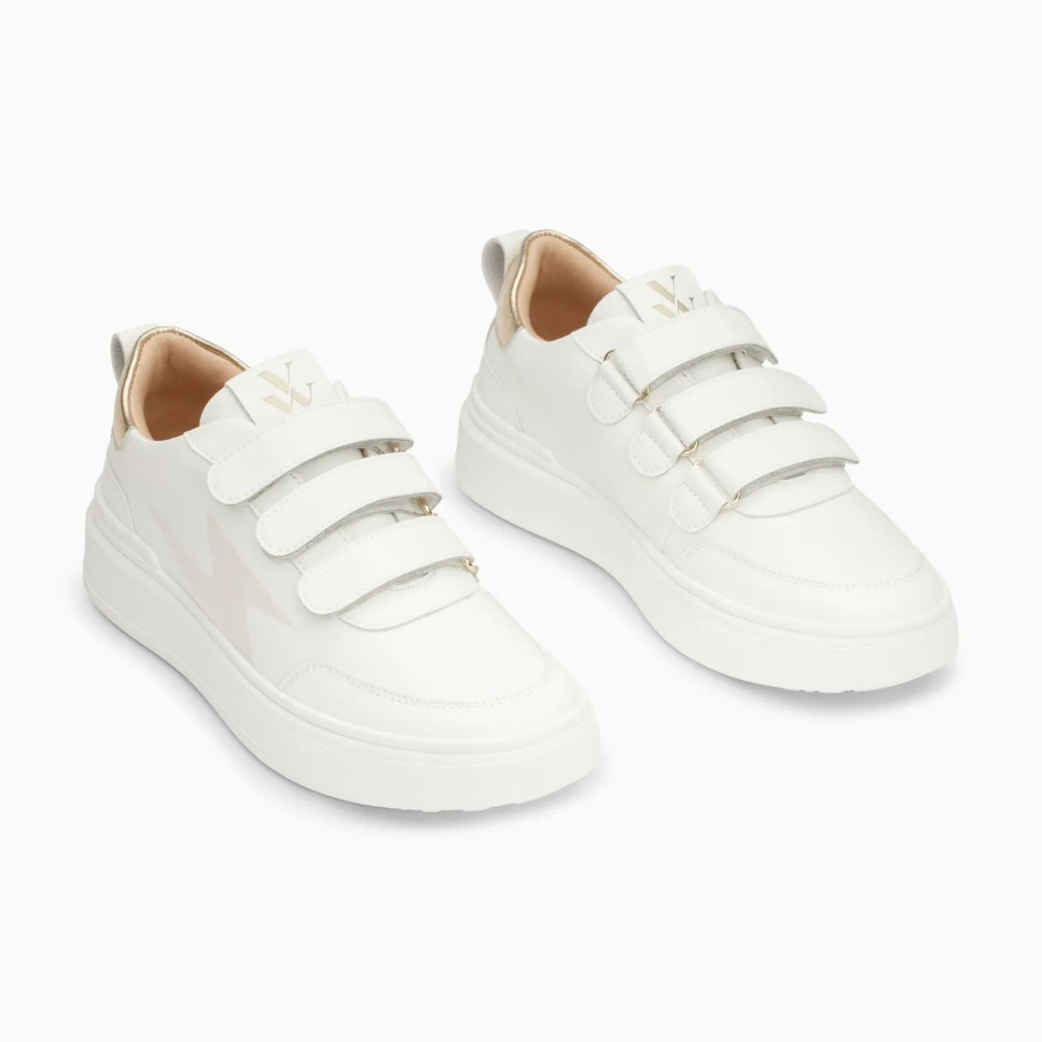 Vanessa Wu Sneakers>Baskets Eclair Lison Blanc Et Or A Scratchs