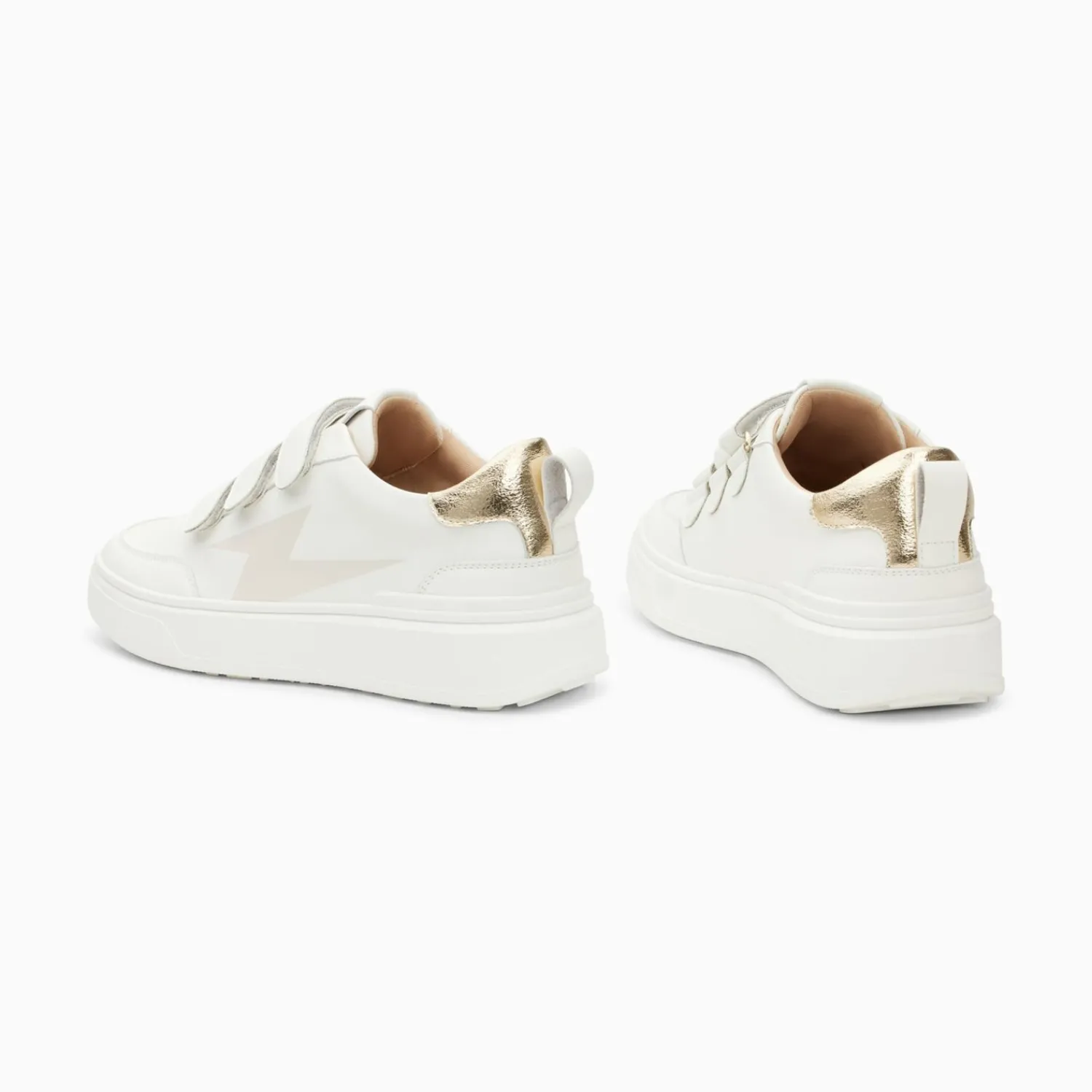 Vanessa Wu Sneakers>Baskets Eclair Lison Blanc Et Or A Scratchs