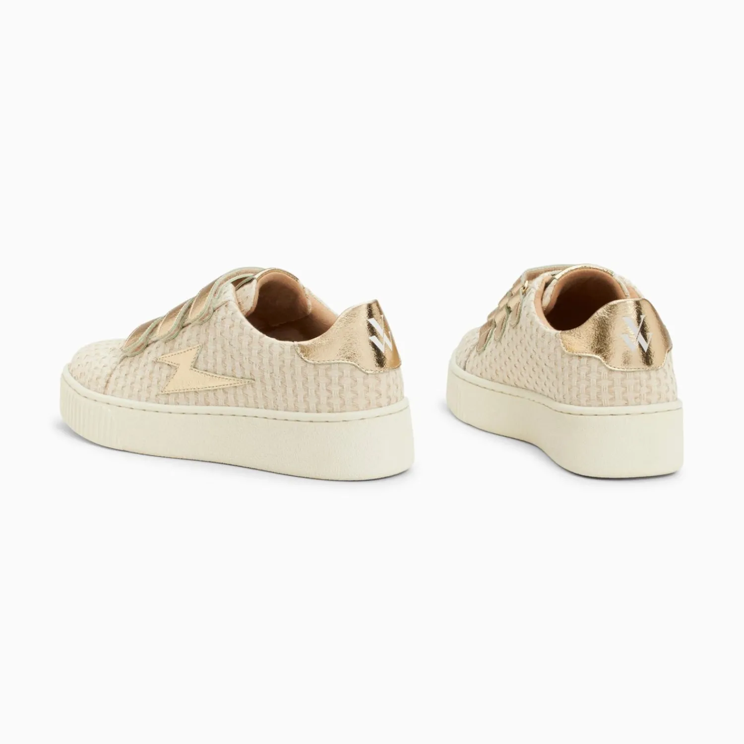 Vanessa Wu Sneakers>Baskets Eclair Louise Beige Et Or A Scratchs
