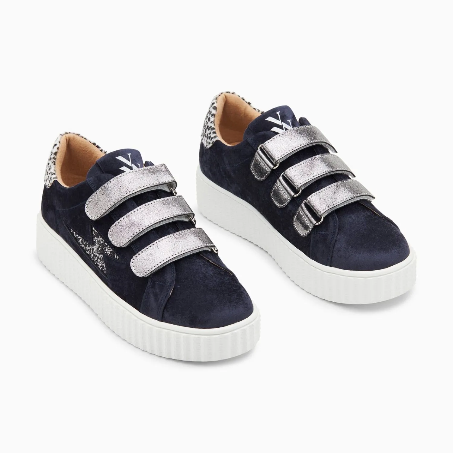 Vanessa Wu Sneakers>Baskets Eclair Maelle Bleu Et Anthracite A Scratchs