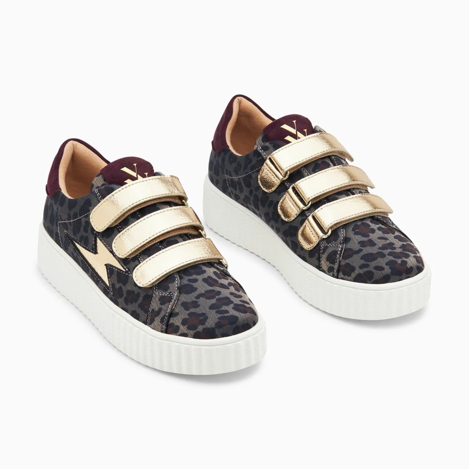 Vanessa Wu Sneakers>Baskets Eclair Maelle Leopard Et Or A Scratchs