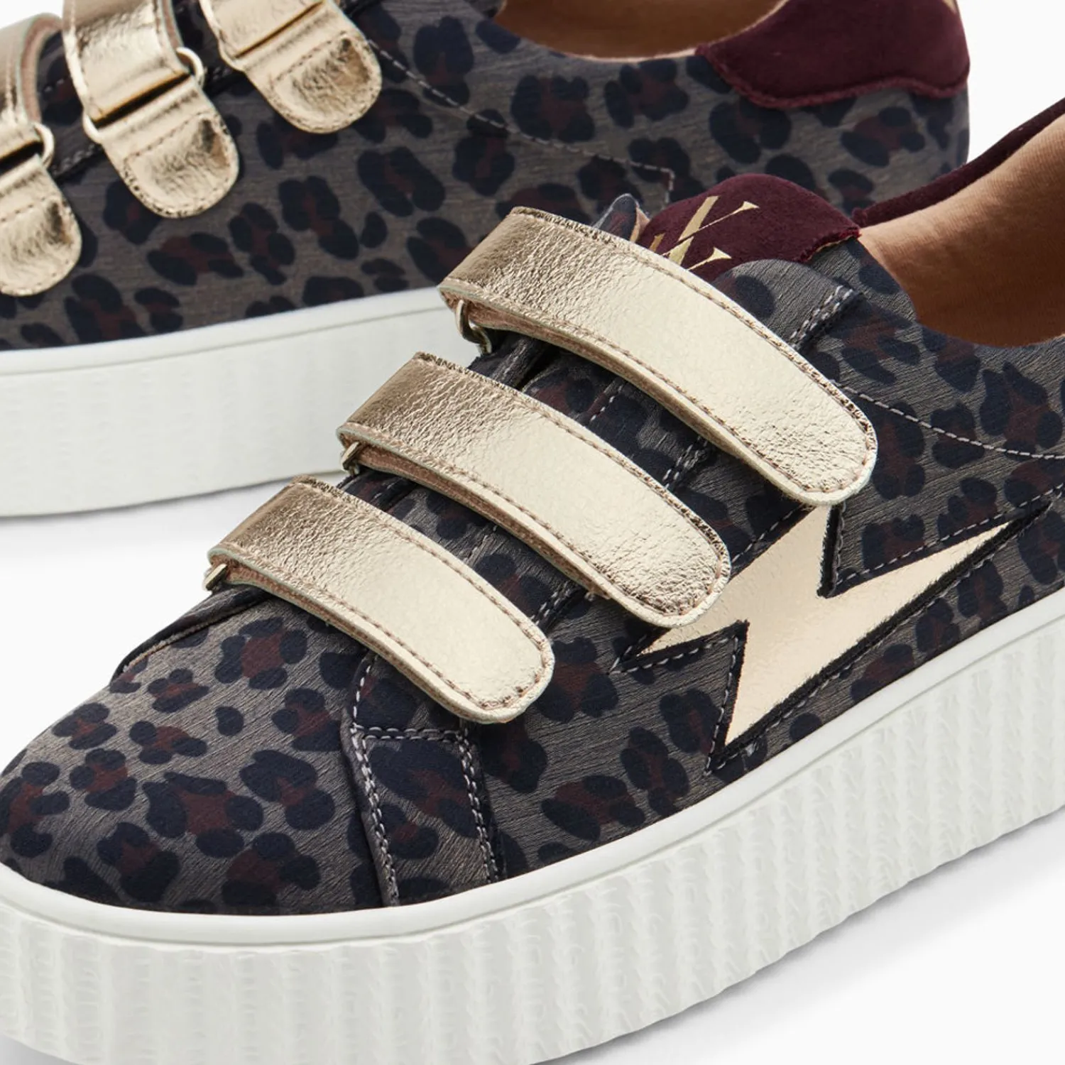 Vanessa Wu Sneakers>Baskets Eclair Maelle Leopard Et Or A Scratchs