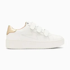 Vanessa Wu Sneakers>Baskets Eclair Maria Blanc Et Or A Scratchs