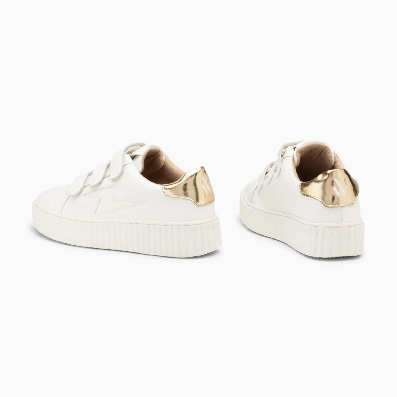 Vanessa Wu Sneakers>Baskets Eclair Maria Blanc Et Or A Scratchs