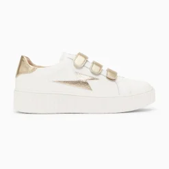 Vanessa Wu Sneakers>Baskets Eclair Marilou Blanc Et Or A Scratchs