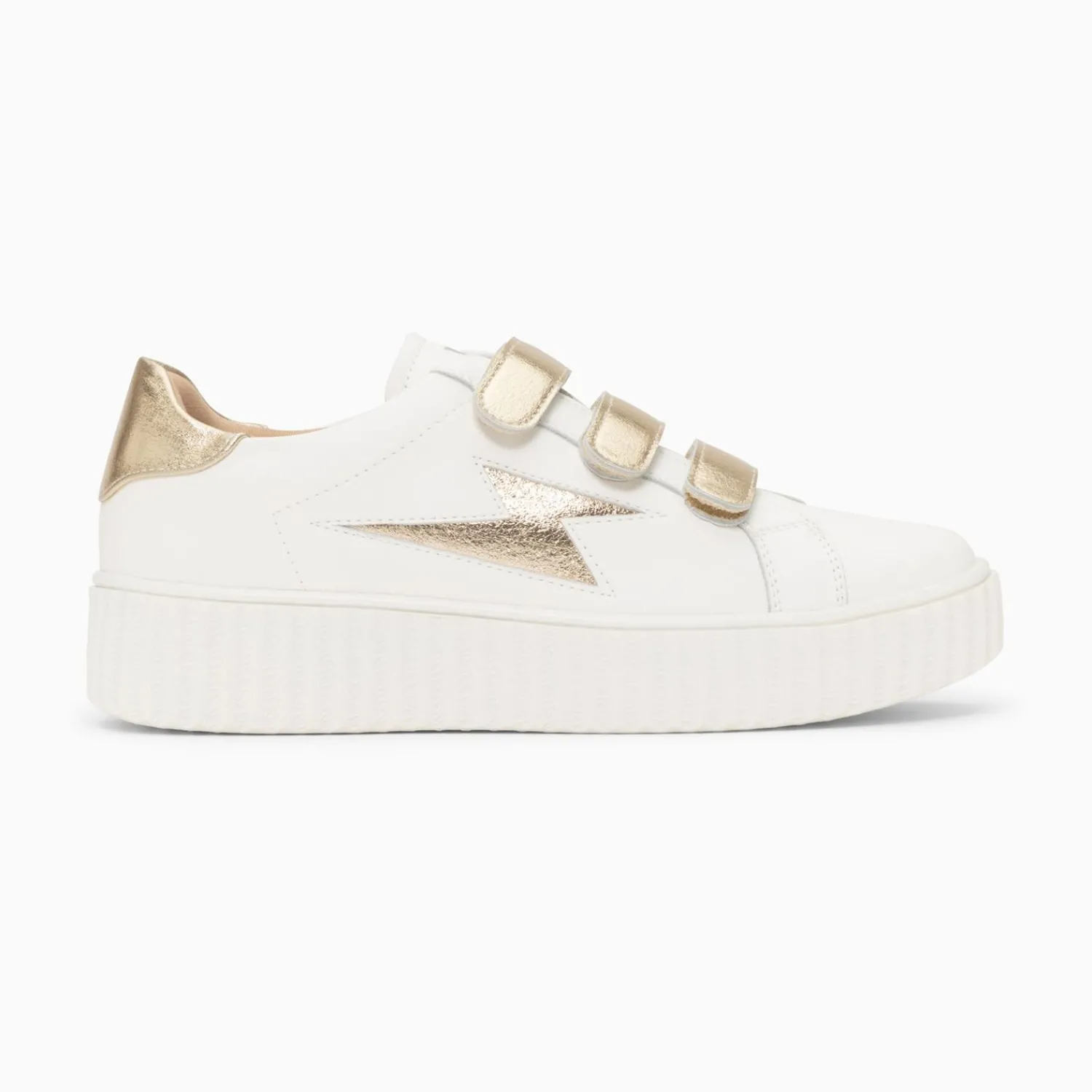 Vanessa Wu Sneakers>Baskets Eclair Marilou Blanc Et Or A Scratchs