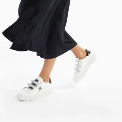 Vanessa Wu Sneakers>Baskets Eclair Marilou Blanc Et Argent A Scratchs