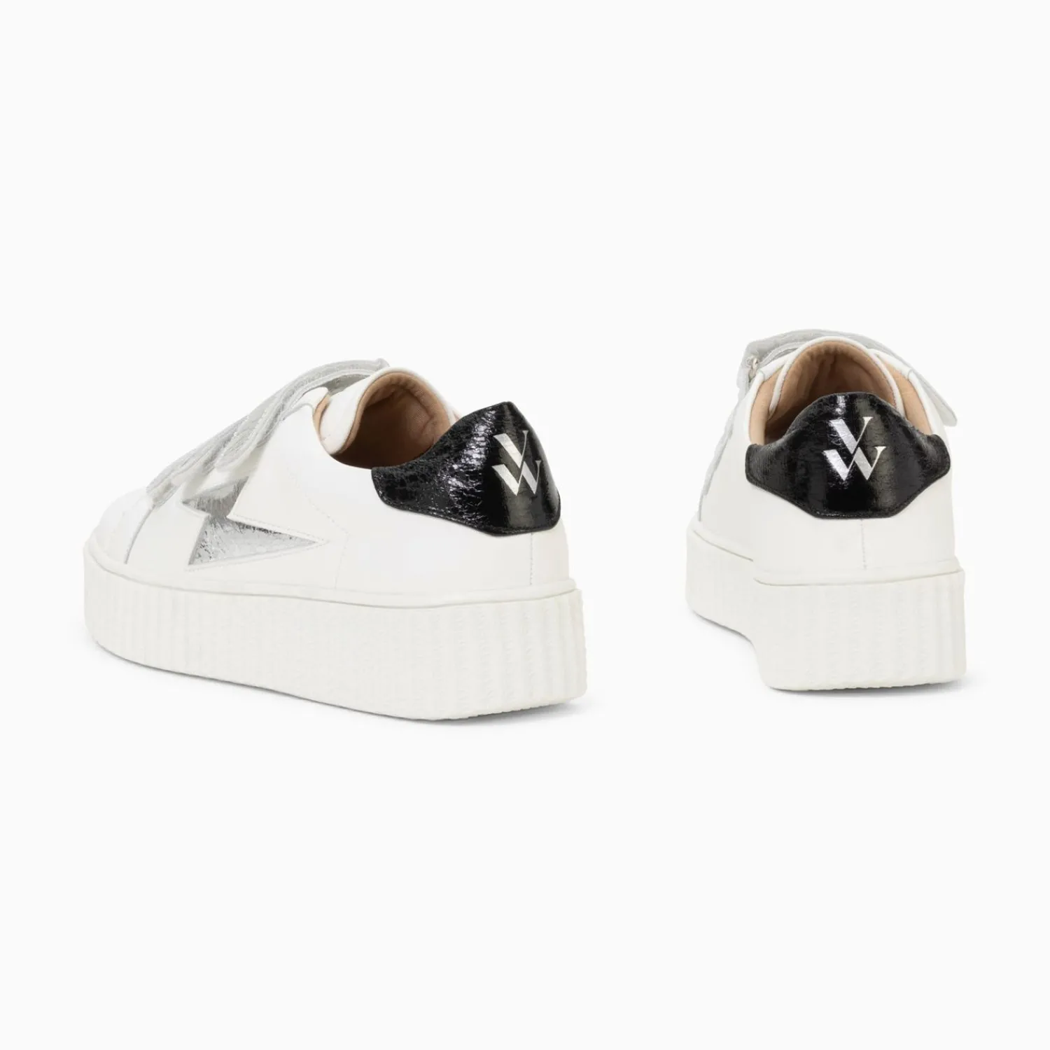 Vanessa Wu Sneakers>Baskets Eclair Marilou Blanc Et Argent A Scratchs