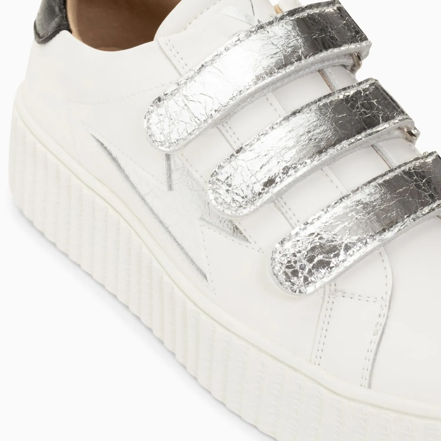 Vanessa Wu Sneakers>Baskets Eclair Marilou Blanc Et Argent A Scratchs