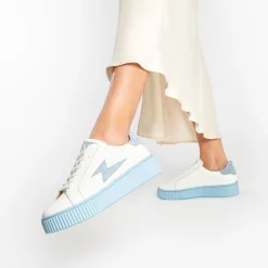 Vanessa Wu Sneakers>Baskets Eclair Melany Blanches A Semelle Bleue