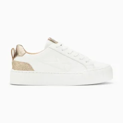 Vanessa Wu Sneakers>Baskets Eclair Miley Blanc Et Or A Lacets