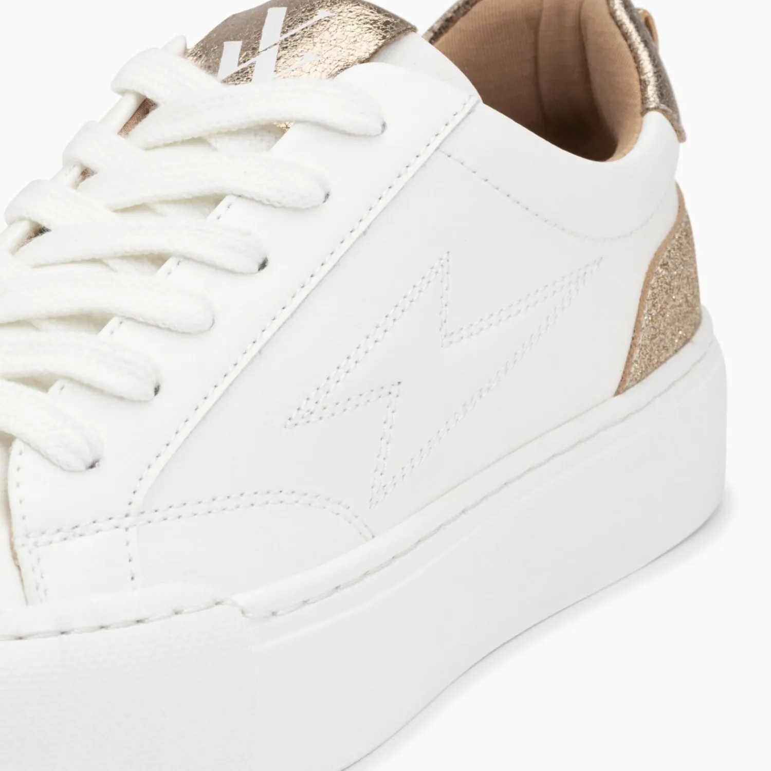 Vanessa Wu Sneakers>Baskets Eclair Miley Blanc Et Or A Lacets