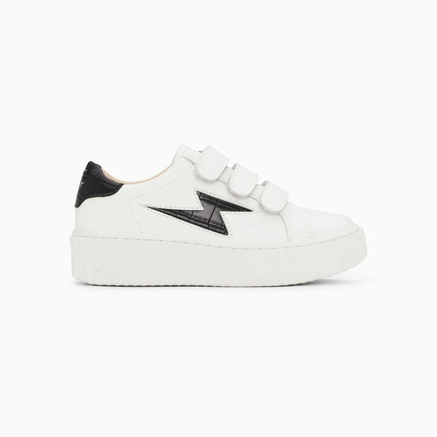 Vanessa Wu Sneakers>Baskets Eclair Mini Elsa Blanc Et Noir Croco A Scratchs