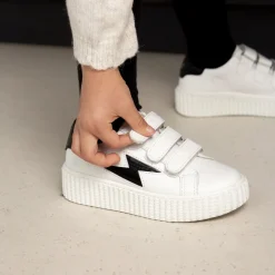 Vanessa Wu Sneakers>Baskets Eclair Mini Elsa Blanc Et Noir Croco A Scratchs