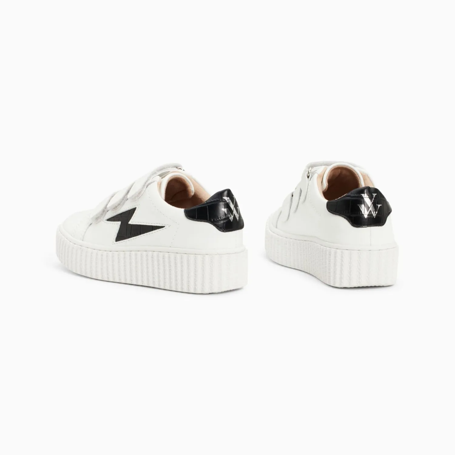 Vanessa Wu Sneakers>Baskets Eclair Mini Elsa Blanc Et Noir Croco A Scratchs