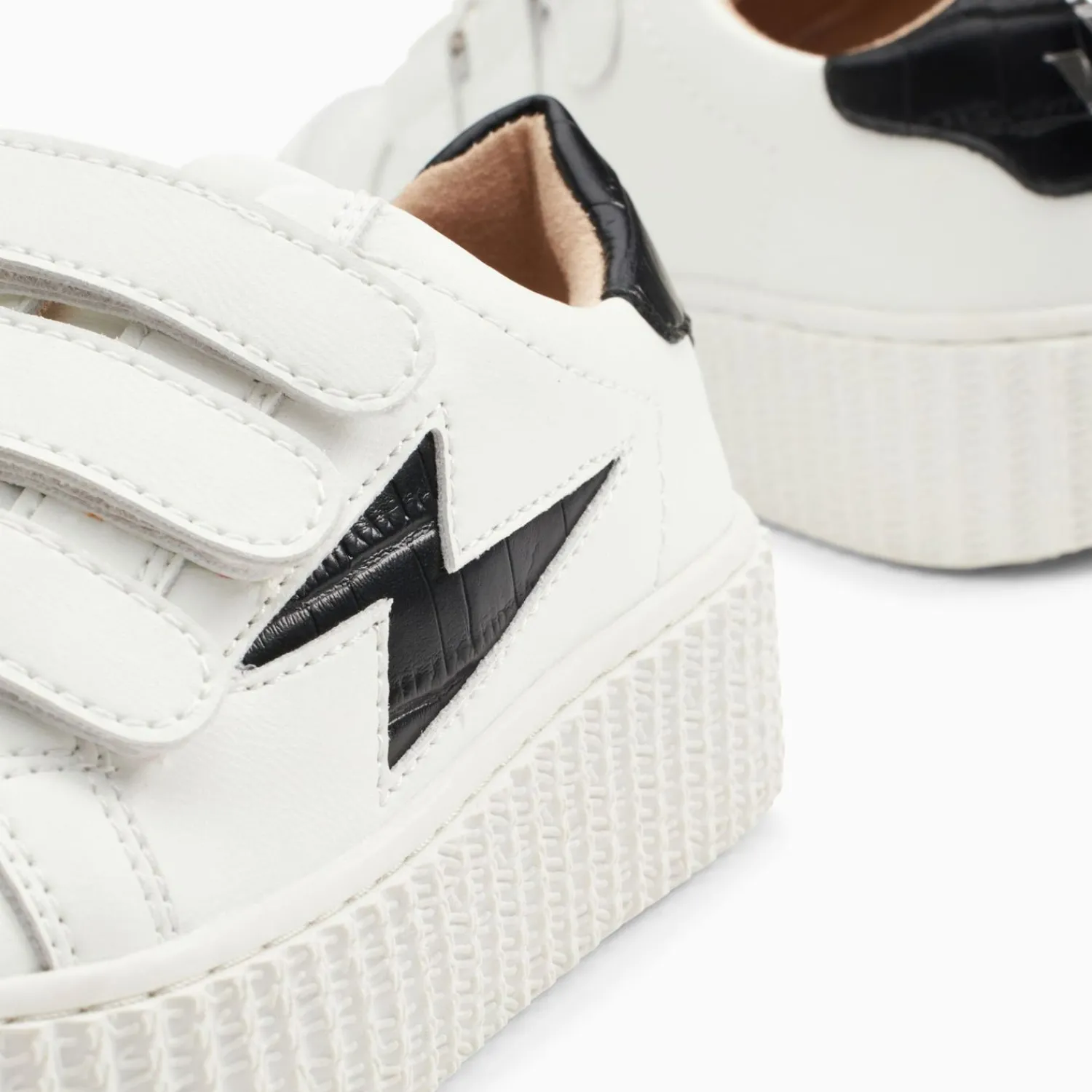 Vanessa Wu Sneakers>Baskets Eclair Mini Elsa Blanc Et Noir Croco A Scratchs