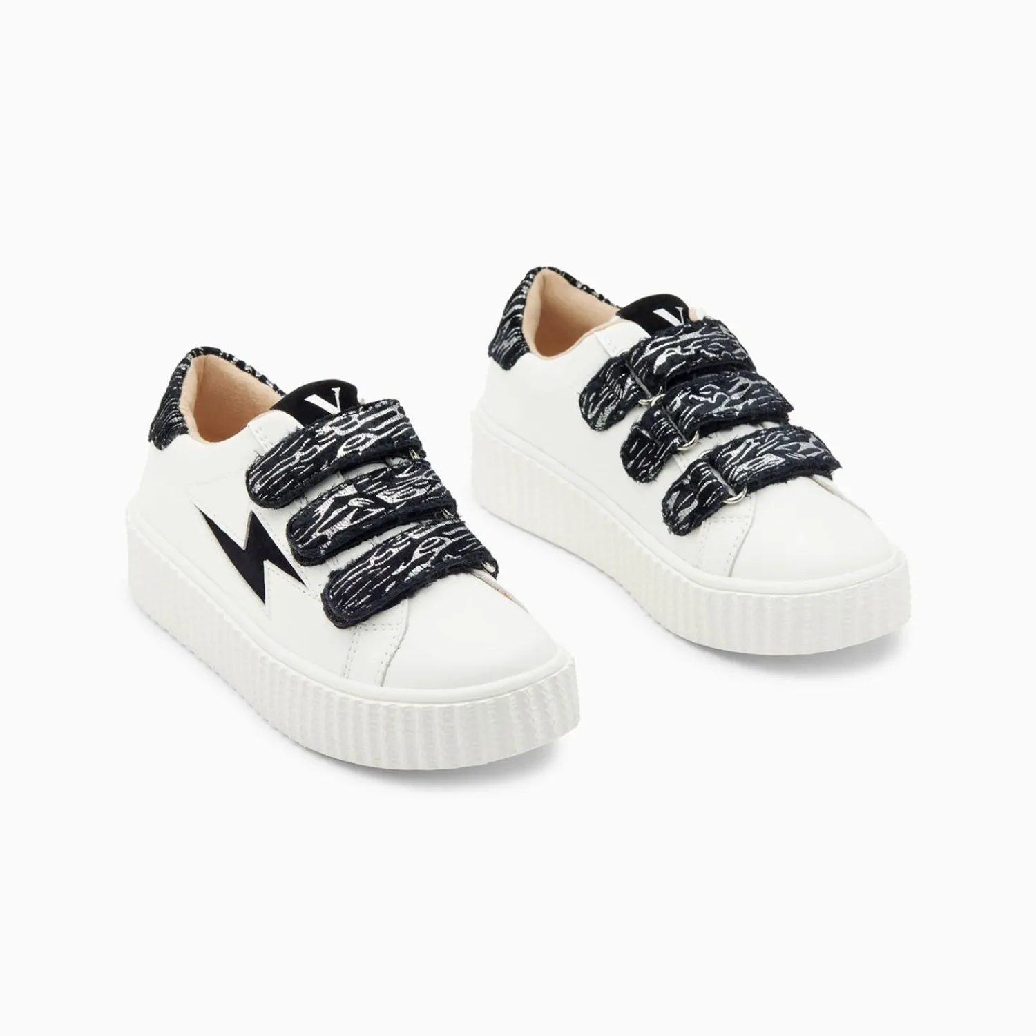 Vanessa Wu Sneakers>Baskets Eclair Mini Ingrid Blanc Et Noir Zebre A Scratchs