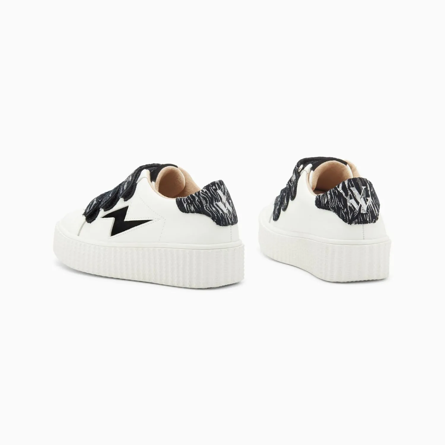Vanessa Wu Sneakers>Baskets Eclair Mini Ingrid Blanc Et Noir Zebre A Scratchs